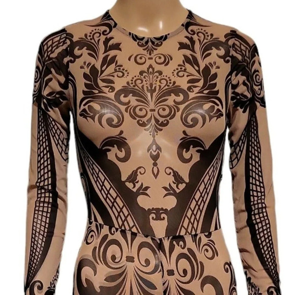 NWOT KTOO All Sheer Mesh Printed Jumpsuit (Size S)B - Picture 10 of 13